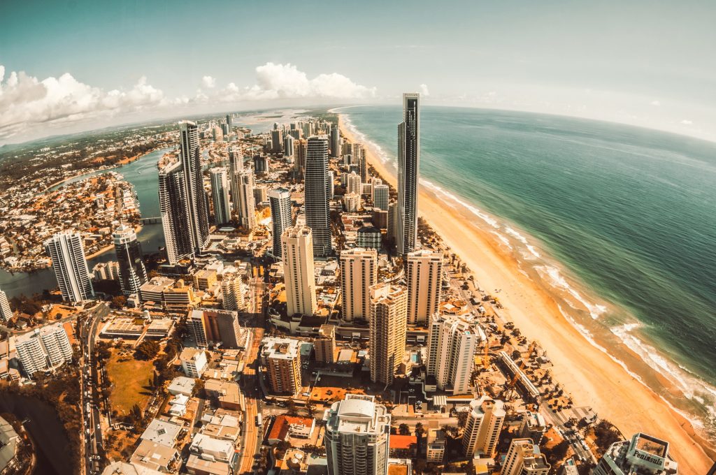 Aerial view of Surfers Paradise on the Gold Coast, Australia