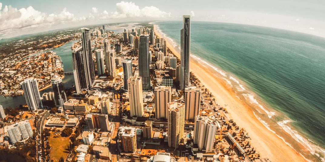 Aerial view of Surfers Paradise on the Gold Coast, Australia