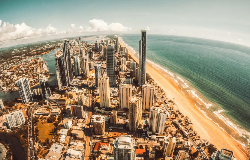Aerial view of Surfers Paradise on the Gold Coast, Australia