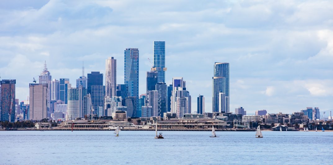 Melbourne Skyline from Williamstown in Australia
